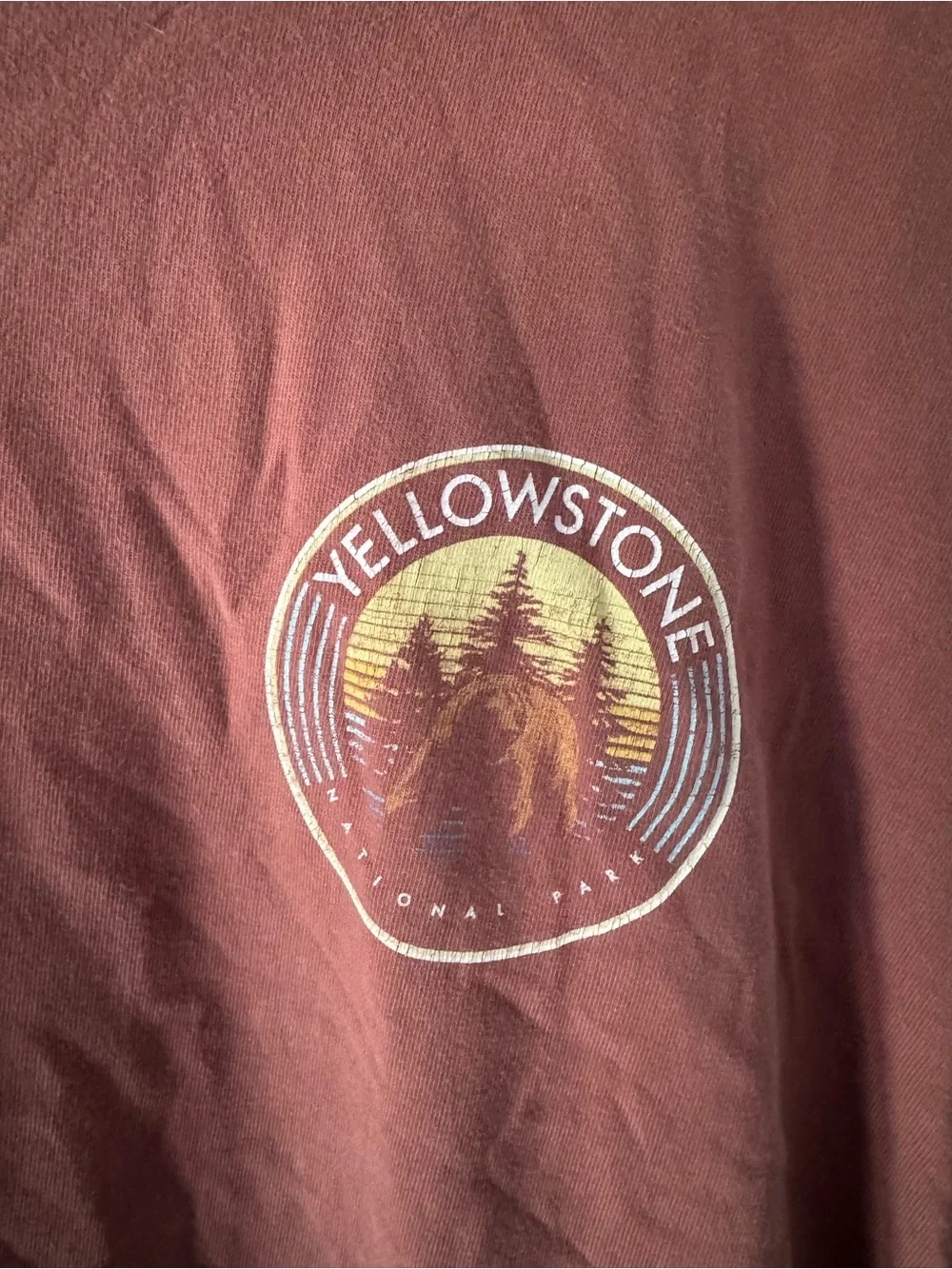 Techstyles Yellowstone National Park Graphic T Shirt Men XL Burnt Red Outdoorsy - Picture 7 of 14